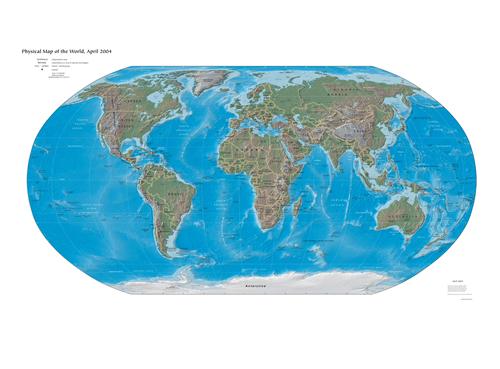 Physical map of the world 